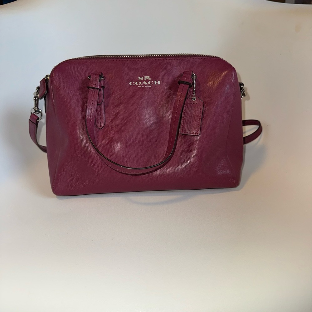 Coach Women's Magenta Leather Satchel